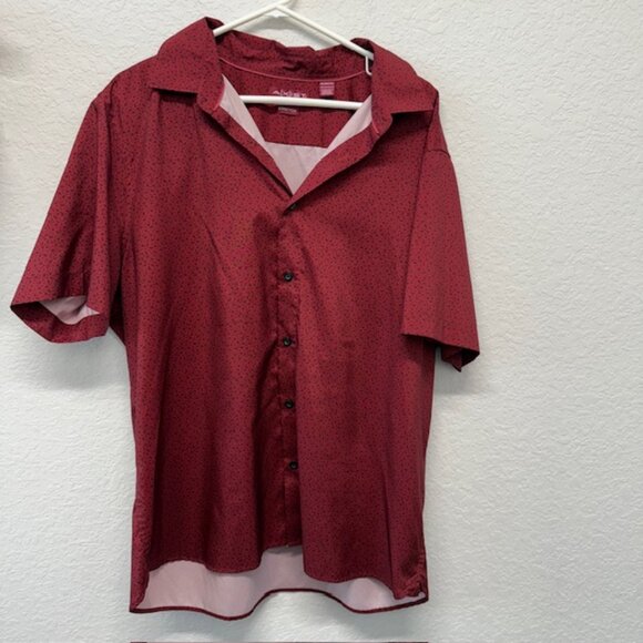 Axist Men's Modern Geometric Stretch Short Sleeve RED 100% Polyester Size 2XL - Picture 3 of 8